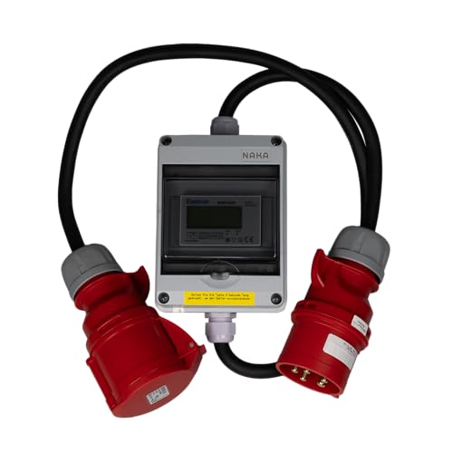 NAKA Stromzähler Digitaler Drehstromzähler Zwischenstecker 32A MID mit CEE-Stecker und Kupplung Mobil Geeicht 400V 5m NAKA Stromzähler Digitaler Drehstromzähler Zwischenstecker 32A MID mit CEE-Stecker und Kupplung Mobil Geeicht 400V 5m von NAKA