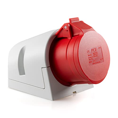 NAKA24 5-polig Wandsteckdose Stecker Steckdose Aufputz 16A 32A 63A Drehstrom IP44 IP65 (Wandsteckdose 16A X100270) von NAKA