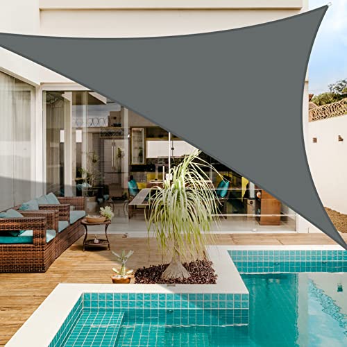 3.6x3.6x3.6m Wasserdichter Sonnenschutz Dreieck Sonnenschirm Außenüberdachung Garten Patio Pool Shades Segel Markise Camping Schatten (Grau) von NAKIHOUSE