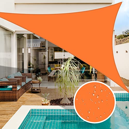 3.6x3.6x3.6m Wasserdichter Sonnenschutz Dreieck Sonnenschirm Außenüberdachung Garten Patio Pool Shades Segel Markise Camping Schatten (Orange) von NAKIHOUSE