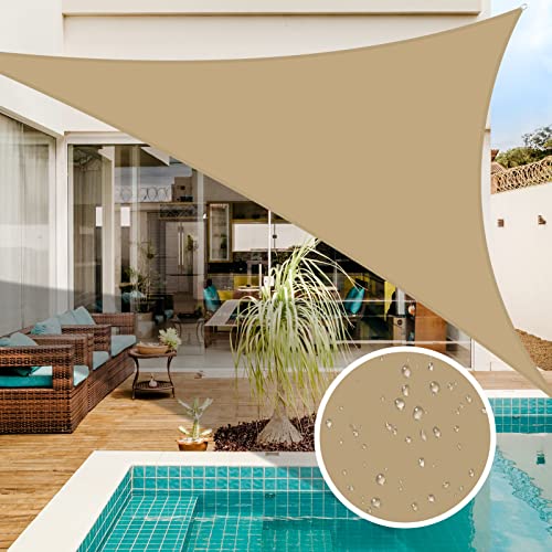 3x3x3m Wasserdichter Sonnenschutz Dreieck Sonnenschirm Außenüberdachung Garten Patio Pool Shades Segel Markise Camping Schatten (Sand) von NAKIHOUSE