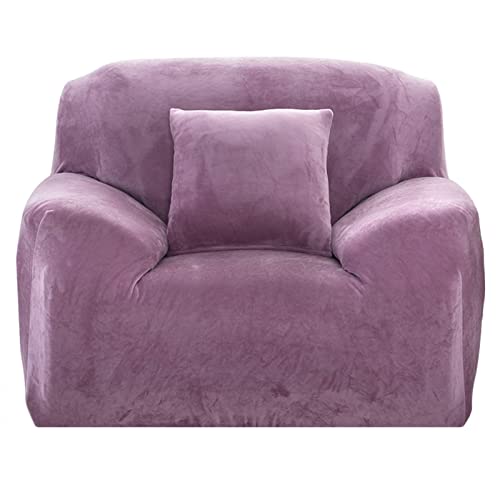 NAKIHOUSE Dicke Samt Sofa Überwürfe Sofabezug mit einem Kissenbezug, Superweicher Elastische Sofa Abdeckung in Purpurn Farbe für 1/2/3/4 Sitzer（L-förmiges Ecksofa erfordert Zwei） von NAKIHOUSE