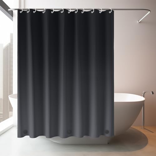 NAKIHOUSE Duschvorhang 180 x 180 cm Schwarz Waschbar Duschvorhang in Badezimmer Vorhang für Badewanne und Dusche, Ultra glattes und Wasserdicht Duschvorhänge, mit 12 Duschvorhangringe von NAKIHOUSE