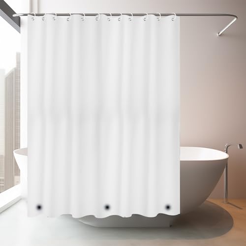 NAKIHOUSE Duschvorhang 180 x 180 cm Weiß Waschbar Duschvorhang in Badezimmer Vorhang für Badewanne und Dusche, Ultra glattes und Wasserdicht Duschvorhänge, mit 12 Duschvorhangringe von NAKIHOUSE