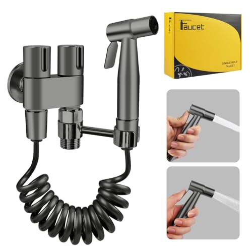 NAKIHOUSE Bidet Handbrause für Toilette, Edelstahl Bidet Handbrause Set mit 1-in-2-out-Doppelsteuerventil Wasserhahnspender und Schlauch Zum Waschen Von Haustieren, Reinigen Des Badezimmers, Grau NAKIHOUSE Bidet Handbrause für Toilette, Edelstahl Bidet Handbrause Set mit 1-in-2-out-Doppelsteuerventil Wasserhahnspender und Schlauch Zum Waschen Von Haustieren, Reinigen Des Badezimmers, Grau von NAKIHOUSE