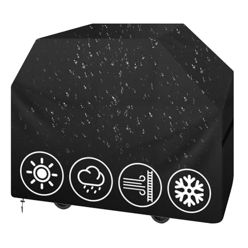 NAKIHOUSE Grillabdeckung Wetterfest 210D Oxford-Stoff BBQ Grill Abdeckhaube, atmungsaktiv UV- & wasserbeständig, Schutz for Wind & Wetter Gasgrill Grillabdeckung, 147 x 61 x 122cm von NAKIHOUSE