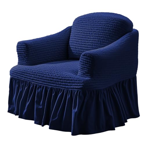 NAKIHOUSE Sofa Überwürfe Sofabezug 1 Sitzer Elastischer Blau Couchbezug Sofahusse Antirutsch Sofabezüge Sofa Abdeckung Stretch Couch Überzug Sofa Hussen mit 1 Kissenbezug von NAKIHOUSE