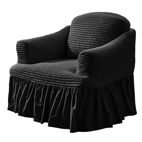 NAKIHOUSE Sofa Überwürfe Sofabezug 1 Sitzer Elastischer Schwarz Couchbezug Sofahusse Antirutsch Sofabezüge Sofa Abdeckung Stretch Couch Überzug Sofa Hussen mit 1 Kissenbezug von NAKIHOUSE