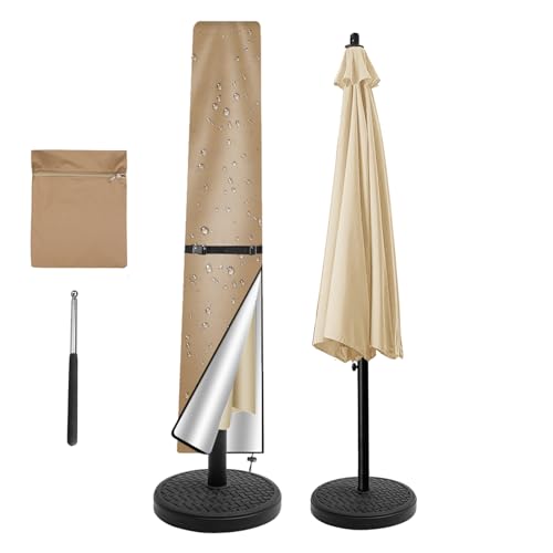 NAKIHOUSE Sonnenschirm Abdeckung Schutzhülle, Wasserdichte,Wetterfeste, UV-Anti, Winddicht Schirm Abdeckung für Outdoor Schirme und Marktschirme, (170x25/35cm,Khaki) von NAKIHOUSE