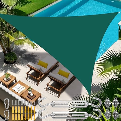 Sonnensegel inkl 24er Befestigung Kit,2x2x2m Wasserdichter Sonnenschutz Dreieck Sonnenschirm Außenüberdachung Garten Patio Pool Shades Segel Markise Camping Schatten (Grün) von NAKIHOUSE