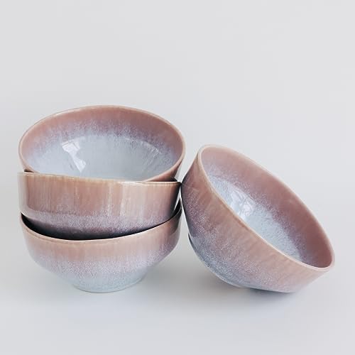 NAKOA Keramik Müslischale 4er Set I Handgefertigtes Steingut-Geschirrset I Hochwertige Keramikschalen I Salatschüsseln Bowl Set I Langlebig & Spülmaschinenfest I Modernes Design I 15,5 x 7 cm von NAKOA