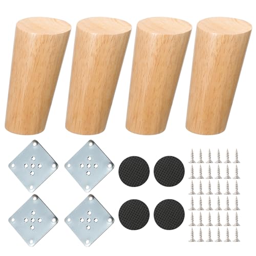 NAKUPENDA Möbelfüße Holz 4 Stück Sofafüße Holzmöbelbeine Kegel Schräg Ersatz Möbelbeine für Sofa TV Schrank Bett Couch Stuhl Teeschrank (100mm Höhe) von NAKUPENDA