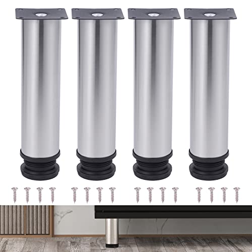 NAKUPENDA 4 Stück Möbelfüße Metall Verstellbar Möbelfüße Edelstahl Tischbeine Schrankfüße Möbel Füße für Schreibtisch Sofa Schrank (20cm Höhe,Silbern) von NAKUPENDA