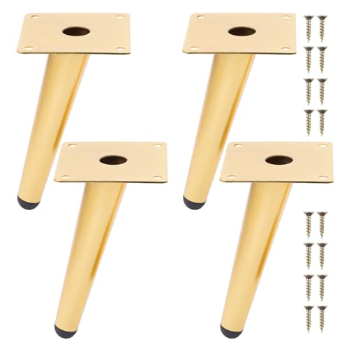 NAKUPENDA Möbelfüße 4 Stück Metallbeine für Möbel Möbelbeine Kegel Schräg Möbelfüße Tischbeine Schrankfüße DIY für Schrank Stuhl Couchtisch (15cm Höhe,Goldene) von NAKUPENDA