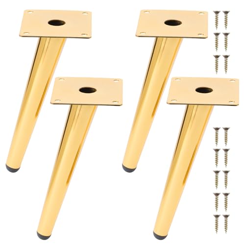NAKUPENDA Möbelfüße 4 Stück Metallbeine für Möbel Möbelbeine Kegel Schräg Möbelfüße Tischbeine Schrankfüße DIY für Schrank Stuhl Couchtisch (20cm Höhe,Goldene) von NAKUPENDA
