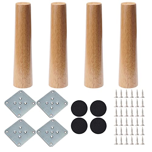NAKUPENDA Möbelfüße Holz 4 Stück Sofafüße Holzmöbelbeine Gerade Konisch Ersatz Möbelbeine für Sofa TV Schrank Bett Couch Stuhl Teeschrank (20cm Höhe) von NAKUPENDA