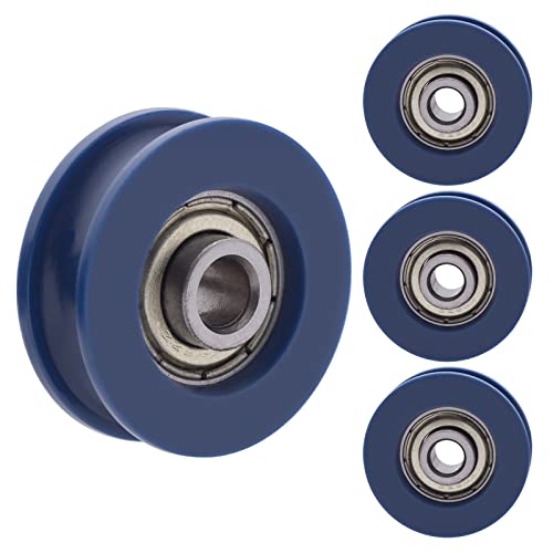 U-Nut Riemenscheibe 4 Stück 5x25.5x8.5mm U-Rille Rollen-Rollenführungsrad Nylon Führungs Rollenrad Kugel für Türen und Fenster Schränke Schubladen Blau von NAKUPENDA