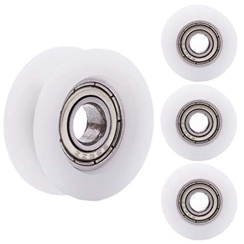 U-Nut Riemenscheibe 4 Stück 6x24x9mm U-Rille Rollen-Rollenführungsrad Nylon Führungs Rollenrad Kugel für Türen und Fenster Schränke, Schubladen,Drucker Weiß von NAKUPENDA