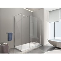 Doppelte Walk-in Duschwand mit T-förmigem oberen Stützarm 8 mm Glas Reversibel CM.70 Glas + Glas 70 - Nala von NALA