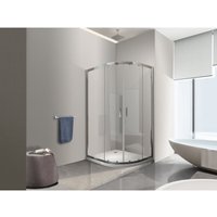Duschabtrennung aus 6 mm Sicherheitsglas + Duschtasse aus gebogenem abs im Halbkreis-Angelprofil mit Chrom-Finish, H.190 links 80x120 - Nala Duschabtrennung aus 6 mm Sicherheitsglas + Duschtasse aus gebogenem abs im Halbkreis-Angelprofil mit Chrom-Finish, H.190 links 80x120 - Nala von NALA