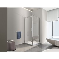Duschabtrennung mit Schwingtür + feststehende seitliche Scheibe aus 8 mm gehärtetem Easy-Clean Glas, reversibel CM.67-69 DuschTür + seitlicher fester von NALA