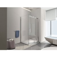 Duschkabine 8 mm Ecke mit 1 seitlicher fester Glasscheibe (reversibel) und 1 Schiebetür, Höhe 190 cm 90 (87-89) x 120 (117,5-119) - Nala von NALA