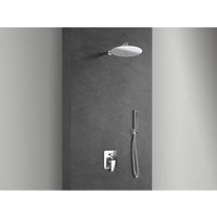 Duschset 2 Wege Duschkopf Edelstahl Slim 2 mm + Duscharm + Wasseranschluss + Flexschlauch + Handbrause Duschkopf Durchm. 25 cm mit Wandarm - Nala von NALA