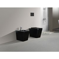 NALA Bodenstehende Sanitäranlagen wandbündig, eckige Linie in matt schwarz mit Soft-Close WC-Sitz von NALA