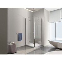 Nala - Duschbox aus 6 mm Glas mit Falttür und feststehender Seitenwand, Höhe 190 cm, in Chrom transparent 87,5-90 seitlicher fester Wand + DuschTür von NALA