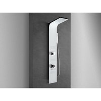 Nala - Duschpaneel mit Hydromassage aus pulverbeschichtetem Aluminium in mattweiß (Vorderseite) und matt-schwarz (Seite) von NALA