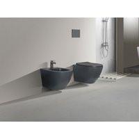Neues Bent Grey Set Paar wandhängende rimless Sanitärkeramik ohne Spülrand, mattgrau, inklusive Soft-Close-Toilettendeckel - Nala von NALA