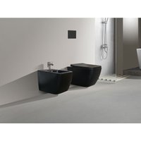 Nala - Randlose wandhängende Sanitärarmaturen Ohne Rand Serie New Edge Mattschwarz Toilettendeckel mit Soft-Close-Funktion Inklusive von NALA