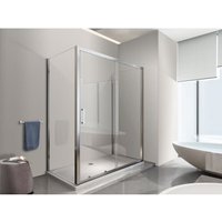 U-förmige Duschkabine, drei Seiten mit zwei festen Wänden und einer Schiebetür, 6 mm Glas, h 190, Abmessungen der festen Wände 72,5-75 x Abmessungen von NALA