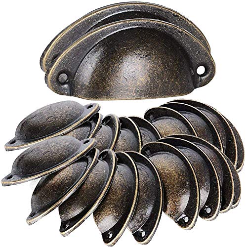 Möbelgriff Halbkreis mit Schrauben, NALCY Muschelgriff Schubladen Griffe, Bronze Schrank Griffe Antik,Antik Vintage Griffe Bronze, für Kabinett Schubladen Schrank, 20 PCS von NALCY