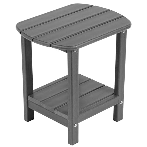 NALONE Adirondack Beistelltisch 16,5" Outdoor-Beistelltisch HDPE Kunststoff Doppelter Adirondack Kleiner Tisch für die Terrasse(Grau) von NALONE