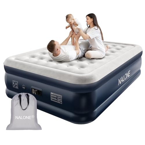 NALONE Luftmatratze 2 Personen, Luftmatratze Selbstaufblasend mit Integrierter Pumpe, Luftbett Selbstaufblasend in 3 Minuten, Aufblasbare Matratze für Camping & Heimgebrauch 203x152x46cm 312kg MAX von NALONE