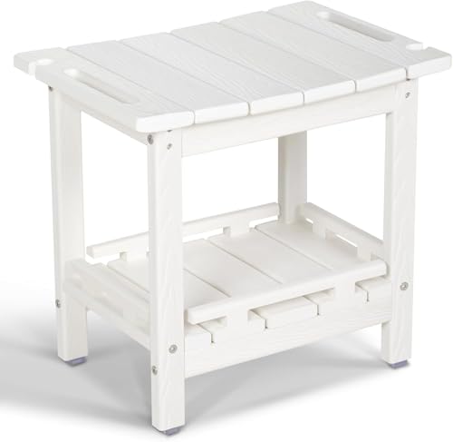 NALONE Duschhocker, HDPE Badhocker modern Design 2-Tier badezimmerhocker mit rutschfesten Fußpolstern, hölzerner Spa Duschhocker für Innendusche, ergonomischer und wasserdichter von NALONE