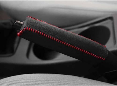 NALSA Auto Handbremsen Abdeckung Für Ford B-MAX C-MAX S-MAX, Leder Auto Handbremse SchutzhüLle Rutschfeste Handbremsgriff Schutz Änderung ZubehöR,A/Black-Red Line von NALSA