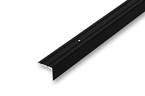 (11,34EUR/m) 25 x 20 x 1000 mm Treppenwinkel schwarz gebohrt inkl. Montageset Treppenkantenprofil Treppenkante von NALine