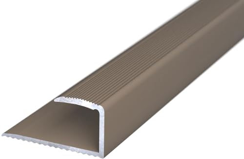 (11,08EUR/m) Einschubprofil von 10-12 mm Belagstärke 1700 mm lang im Edelstahl-Look eloxiert Abschlussprofil für Hartböden U-Profil von NALine