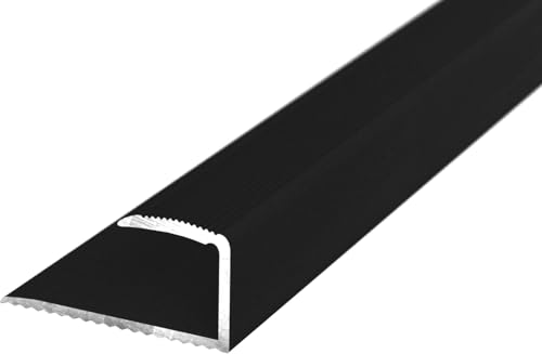 (11,37EUR/m) Einschubprofil von 10-12 mm Belagstärke 1000 mm lang im schwarz eloxiert Abschlussprofil für Hartböden U-Profil von NALine
