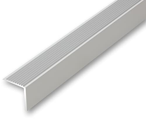 (12,01EUR/m) 30 x 30 x 830 mm Treppenwinkel silberfarben selbstklebend stabil Treppenkantenprofil Treppenkante Rutschhemmend von NALine