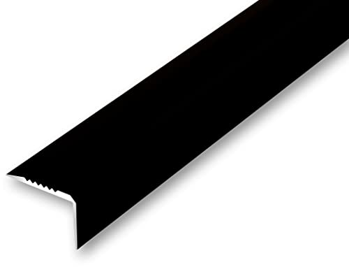 (16,08EUR/m) 40 x 28 x 900 mm Treppenwinkel schwarz ungebohrt Treppenkantenprofil Treppenkante grob gerieft, stabil und rutschhemmend von NALine