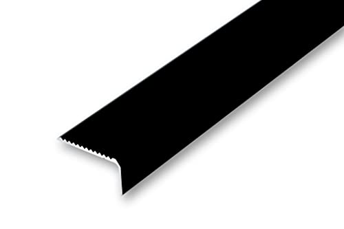 (20,74EUR/m) 44 x 23 x 1000 mm Treppenwinkel schwarz gebohrt inkl. Montageset Treppenkantenprofil Treppenkante grob gerieft, stabil und rutschhemmend von NALine