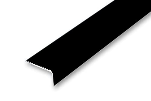 (20,99EUR/m) 44 x 23 x 1180 mm Treppenwinkel schwarz gebohrt inkl. Montageset Treppenkantenprofil Treppenkante grob gerieft, stabil und rutschhemmend von NALine