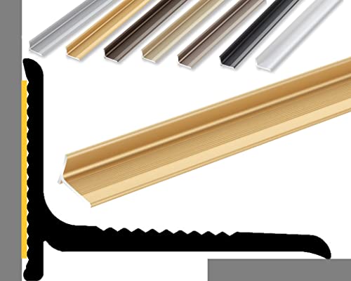 (10,49EUR/m) NALine Abschlussprofil | 22 x 15 x 1180 mm | gold eloxiert | Innenwinkel Treppenbelag | Bodentiefe Fenster oder Balkon Abschluss | Sockelprofil | Wandabschlussleiste von NALine