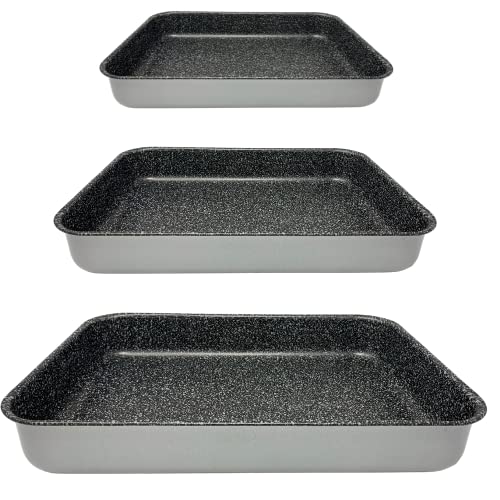 NAMAI - Backformen Set 3er - Auflaufformen - Spülmaschinenfest - Aluminium - Lasagne - Baking Tray (SATZ TRIS 35CM 30CM, 25CM) von NAMAI