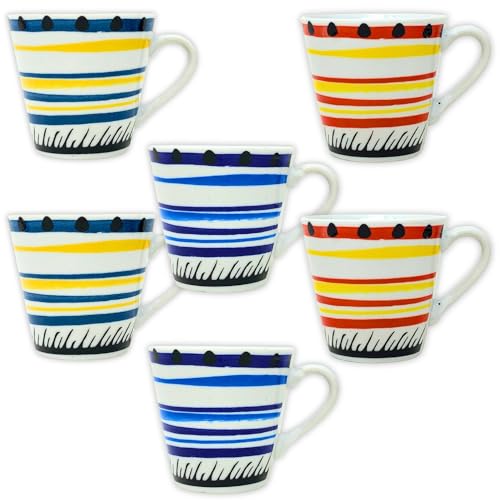 NAMAI - Set mit 6 Kaffeetassen - Porzellan - Spülmaschinen- und Mikrowellengeeignet - 50 ml - Besondere Kaffeetassen - Kaffeetassen-Set - Besondere Kaffeetassen - Kaffeetassen - Kaffeetassen (Apulien von NAMAI