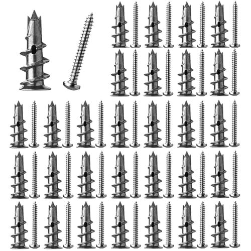 30 Stück Gipskartondübel, mit 30 Schrauben, Hohlraumdübel, Selbstbohrender GipskartondüBel Metall, Verbindungselemente aus Zinklegierung für Befestigung In Gipskarton Gipsfaserplatten Beton Ziegeln von NAMIC