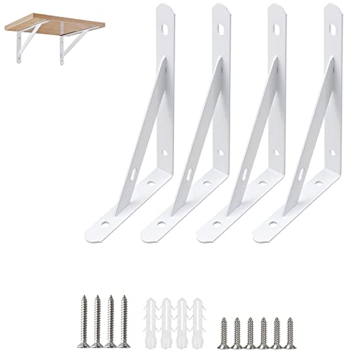 4 Stück Regalwinkel Weiss Metall 150mm Regalträger mit Schrauben Winkel Regal Regalhalterung 90 Grad Schwerlastkonsole Regalhalte für Wandmontage, Bücherregale, Garten, Küche, Bad(Tragkraft: 30KG) von NAMIS